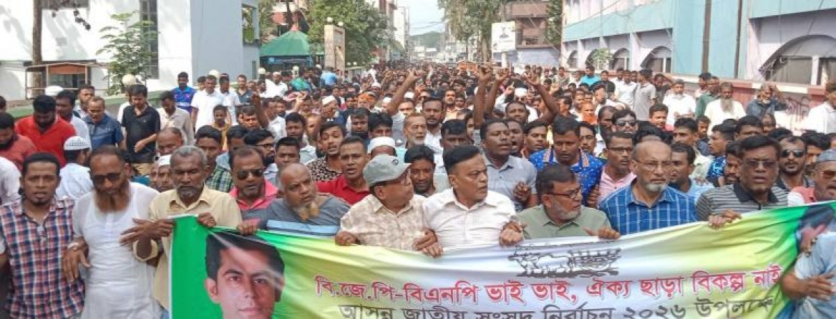 ভোলায় ব্যারিস্টার পার্থর গরুর গাড়ি মার্কার প্রচারনা ও বিশাল র‌্যালী অনুষ্ঠিত